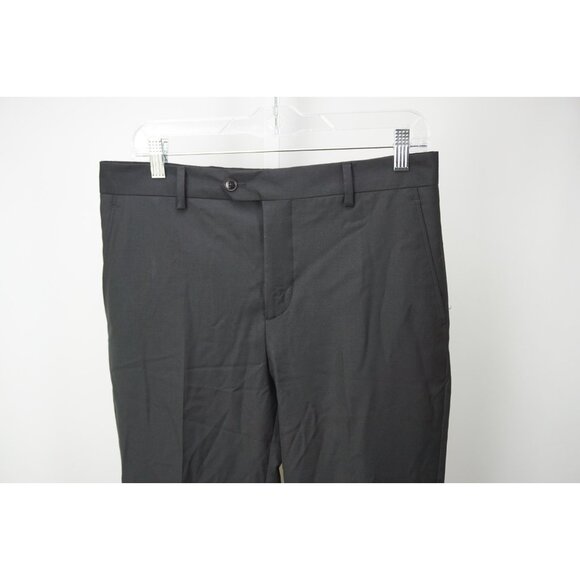 John Varvatos Solid Black Mens 100% Wool Pants Sz52 Brand New